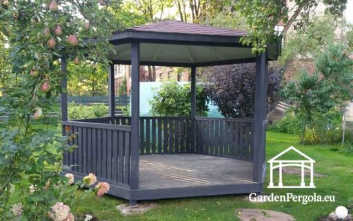 Sześciokątna altana drewniana — przytulna altana ogrodowa z podłogą i zadaszeniem - garden gazebo pergola