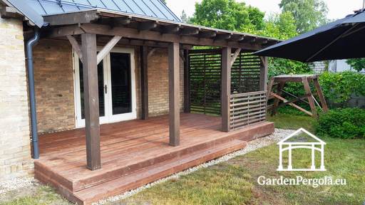 Trwałe ciemnobrązowe przedłużenie altany 3x6m - garden gazebo pergola