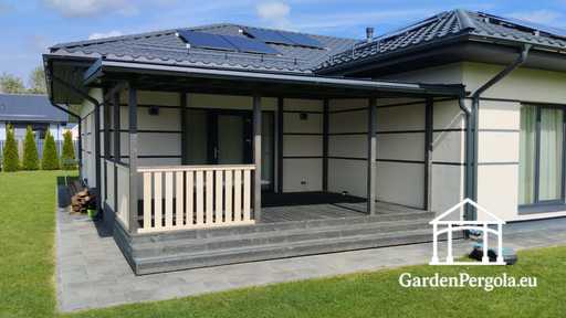 Ciemnoszara altana ogrodowa premium z metalowym dachem 4x6m - garden gazebo pergola