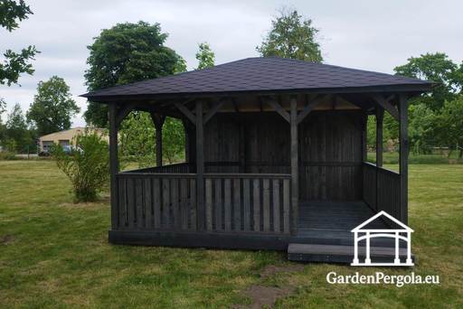 Altana drewniana z podłogą 4x4,5 m — przestronna altana ogrodowa - garden gazebo pergola