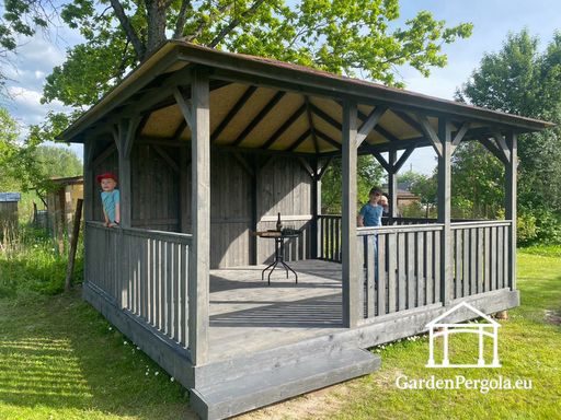 Standardowa altana 4x4,5m ciemnoszara - garden gazebo pergola