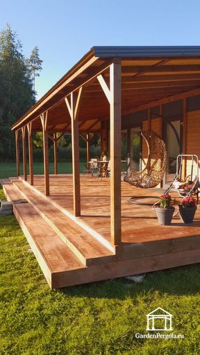 Przydomowa naturalna drewniana weranda - garden gazebo pergola