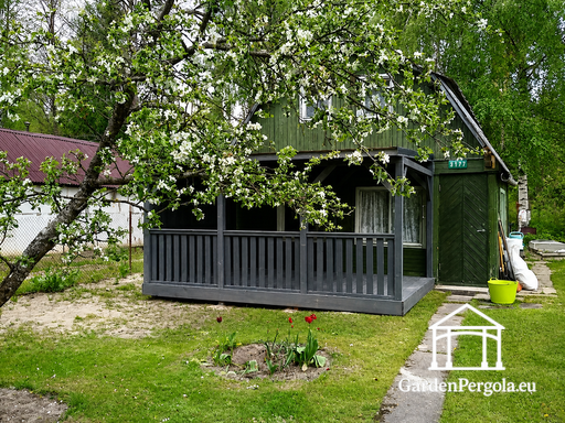 3x6 m dobudówka - drewniana weranda z podłogą i zadaszeniem - garden gazebo pergola