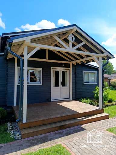 Drewniana weranda przy domu 3x4 m z tarasem i zadaszeniem - garden gazebo pergola