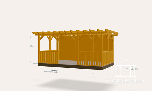 3x5 m złota drewniana pergola z podłogą