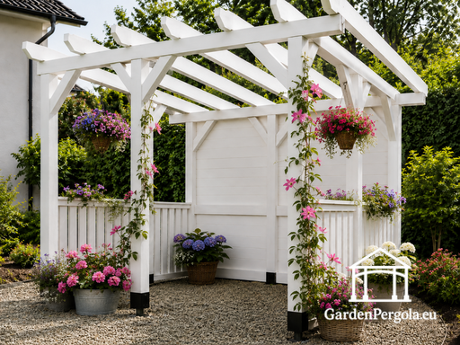Biała drewniana pergola ogrodowa 3x3 m bez podłogi
