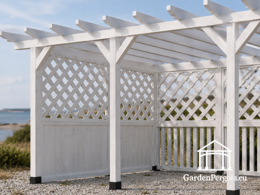 Biała drewniana pergola/altana ogrodowa 4x6 m bez podłogi