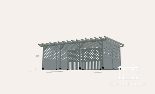 Biała drewniana pergola/altana ogrodowa 4x6 m bez podłogi