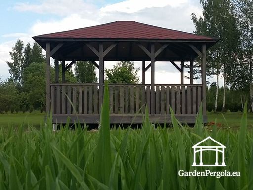 Altana ogrodowa z drewna 4x4,5 m, ciemnoszara - garden gazebo pergola