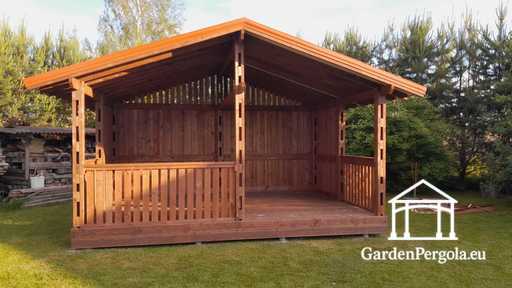 Altana ogrodowa drewniana 4x6 m brązowa - garden gazebo pergola