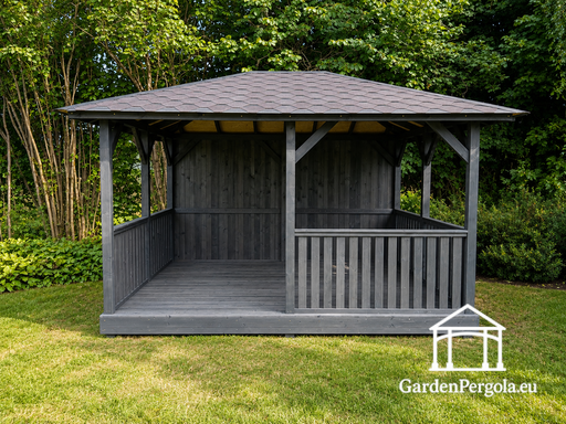Altana ogrodowa z drewna, ciemnoszara, 3x4 m - garden gazebo pergola