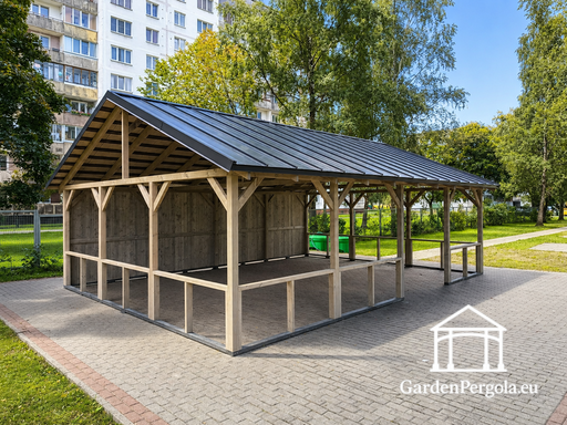 Altana ogrodowa 6x8 m z naturalnego drewna bez podłogi - garden gazebo pergola
