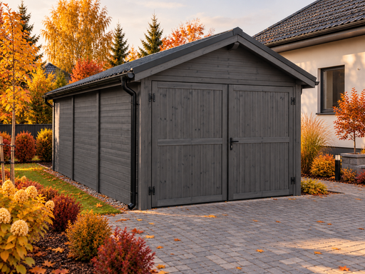 Drewniany garaż 4 × 5 m z dwuspadowym metalowym dachem - garden gazebo pergola
