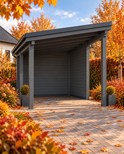 Drewniany carport 4 × 4,5 m z jednospadowym dachem - garden gazebo pergola