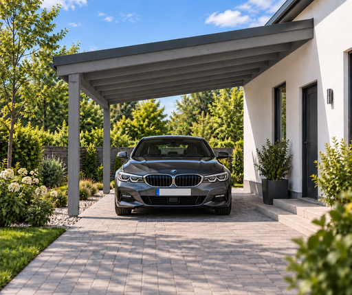 Drewniany carport przydomowy 4x4 m