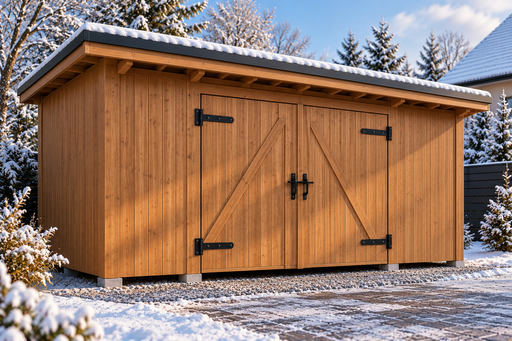 Drewniana szopa ogrodowa 3 × 5 m z podwójnymi drzwiami - garden gazebo pergola
