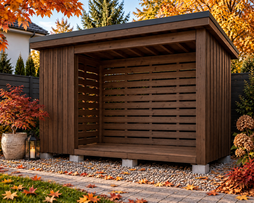 Drewutnia 2 × 3 m z jednospadowym dachem