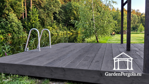 Taras drewniany 3 x 5 m przy basenie - garden gazebo pergola