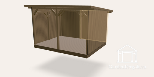 Log store shed 3x4 m, wooden firewood shed with metal roof